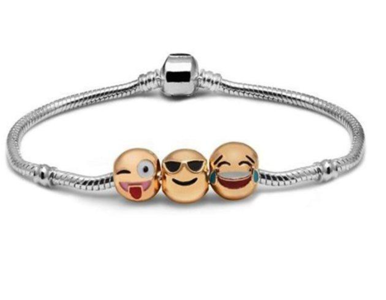 Silver-Plated Emoji Charm Bracelet