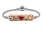 Silver-Plated Emoji Charm Bracelet