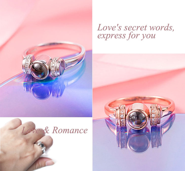 (New Design) 100-Different Languages "I Love You" Love Memory Ring