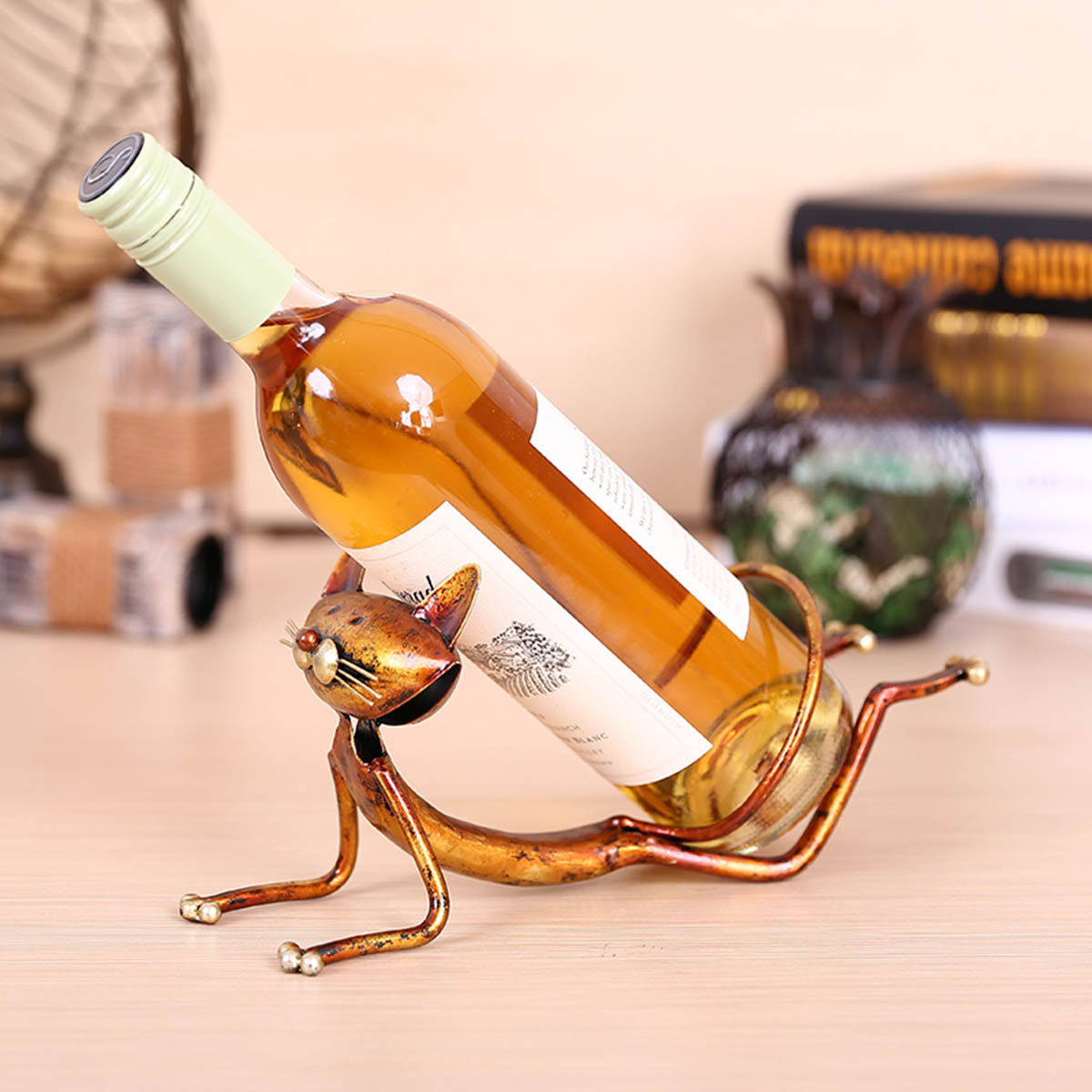 Yoga Cat Wine Rack Metal Wine Holder