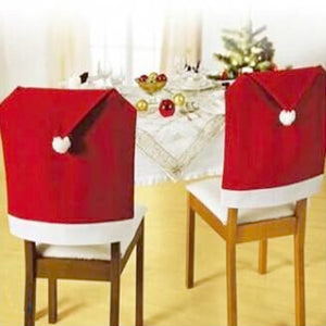 Santa Claus Hat Christmas Chair Back Cover (2/4/6pcs)