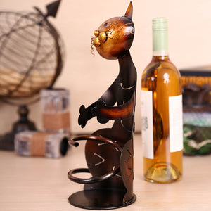 Shelf Metal Sculptured Cat Wine Rack Wine Holder