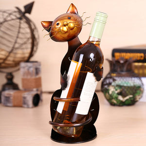 Shelf Metal Sculptured Cat Wine Rack Wine Holder