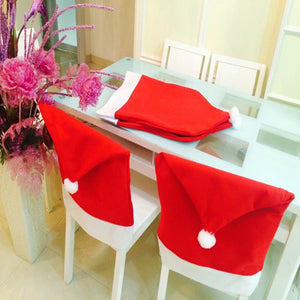 Santa Claus Hat Christmas Chair Back Cover (2/4/6pcs)