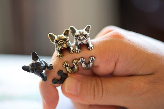 3D French Bulldog Wrap Ring