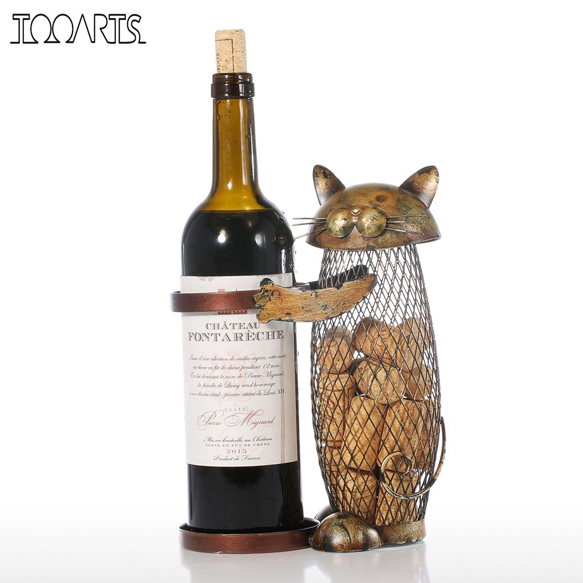 Handcrafted Cat Wine Rack Cork-Container Bottle Wine Holder