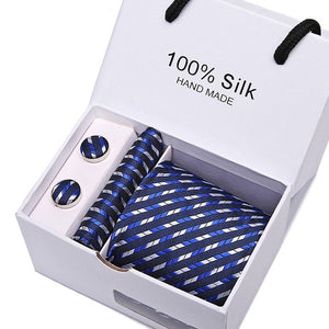 Handmade Silk High Fashion Neck Tie Set (with Handkercheif, Cufflinks & Gift Box Packaging)