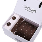 Handmade Silk High Fashion Neck Tie Set (with Handkercheif, Cufflinks & Gift Box Packaging)