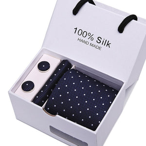 Handmade Silk High Fashion Neck Tie Set (with Handkercheif, Cufflinks & Gift Box Packaging)