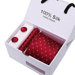 Handmade Silk High Fashion Neck Tie Set (with Handkercheif, Cufflinks & Gift Box Packaging)