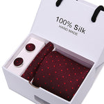 Handmade Silk High Fashion Neck Tie Set (with Handkercheif, Cufflinks & Gift Box Packaging)