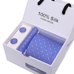 Handmade Silk High Fashion Neck Tie Set (with Handkercheif, Cufflinks & Gift Box Packaging)