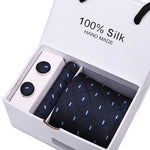 Handmade Silk High Fashion Neck Tie Set (with Handkercheif, Cufflinks & Gift Box Packaging)