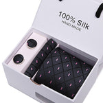 Handmade Silk High Fashion Neck Tie Set (with Handkercheif, Cufflinks & Gift Box Packaging)