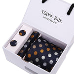 Handmade Silk High Fashion Neck Tie Set (with Handkercheif, Cufflinks & Gift Box Packaging)