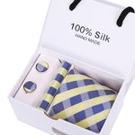 Handmade Silk High Fashion Neck Tie Set (with Handkercheif, Cufflinks & Gift Box Packaging)