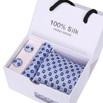 Handmade Silk High Fashion Neck Tie Set (with Handkercheif, Cufflinks & Gift Box Packaging)