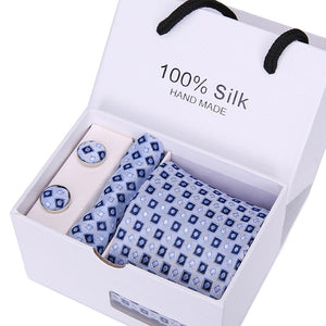 Handmade Silk High Fashion Neck Tie Set (with Handkercheif, Cufflinks & Gift Box Packaging)