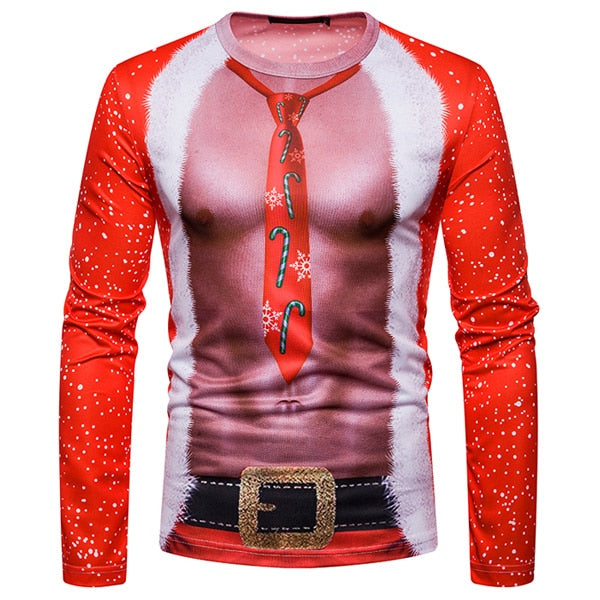 3D-Print Ugly Christmas Necktie T-Shirt (for Men)