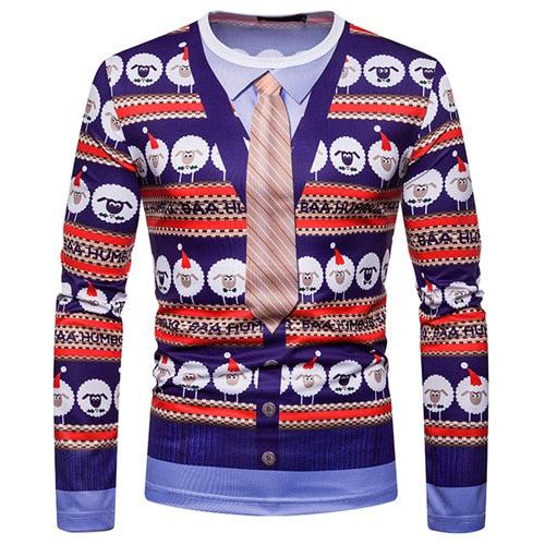 3D-Print Ugly Christmas Necktie T-Shirt (for Men)