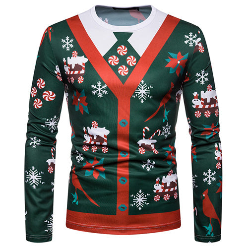 3D-Print Ugly Christmas Necktie T-Shirt (for Men)