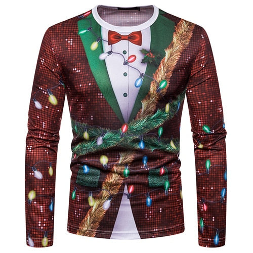 3D-Print Ugly Christmas Necktie T-Shirt (for Men)
