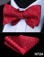 100% Silk Jacquard Woven Christmas Classic Bow Tie Set (w/matching Handkerchief)