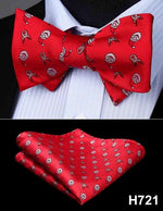 100% Silk Jacquard Woven Christmas Classic Bow Tie Set (w/matching Handkerchief)