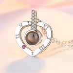 Heart-Shaped 100-Different Languages "I Love You" Love Memory Pendant Necklace